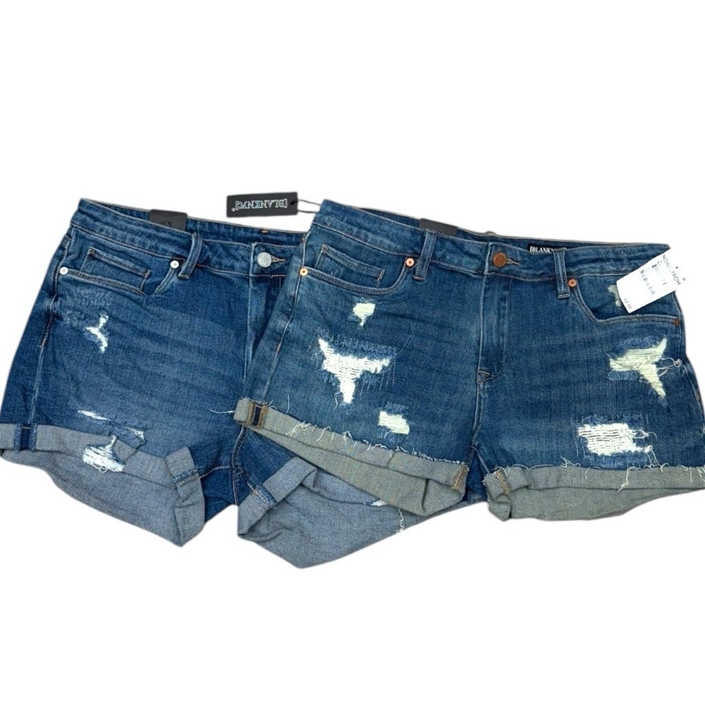 Blank NYC Distressed Cuffed Denim Shorts The Fulton Cox Size 29 & 31 - Picture 12 of 12
